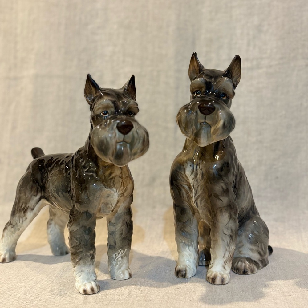Vintage Mid Century Shafford Schnauzer Dog Sculptures -LARGE